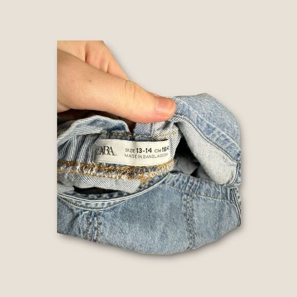 Zara Girls Denim Full Length Overall Jumpsuit Blue Size 13-14 - Picture 6 of 7